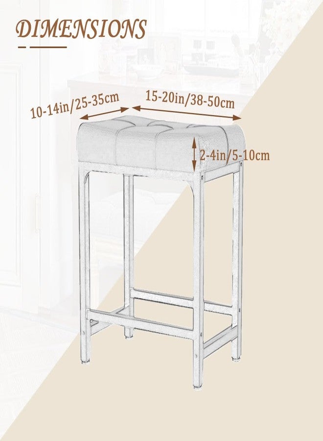 Levoberg Bar Stool Cover Rectangle Waterproof PU Counter Height Barstool Slipcovers Rectangular Vanity Stool Cover Kitchen Counter Saddle Seat Cover for Wooden Metal Bench Set of 4 Dark Gray - Image 4